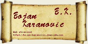 Bojan Karanović vizit kartica